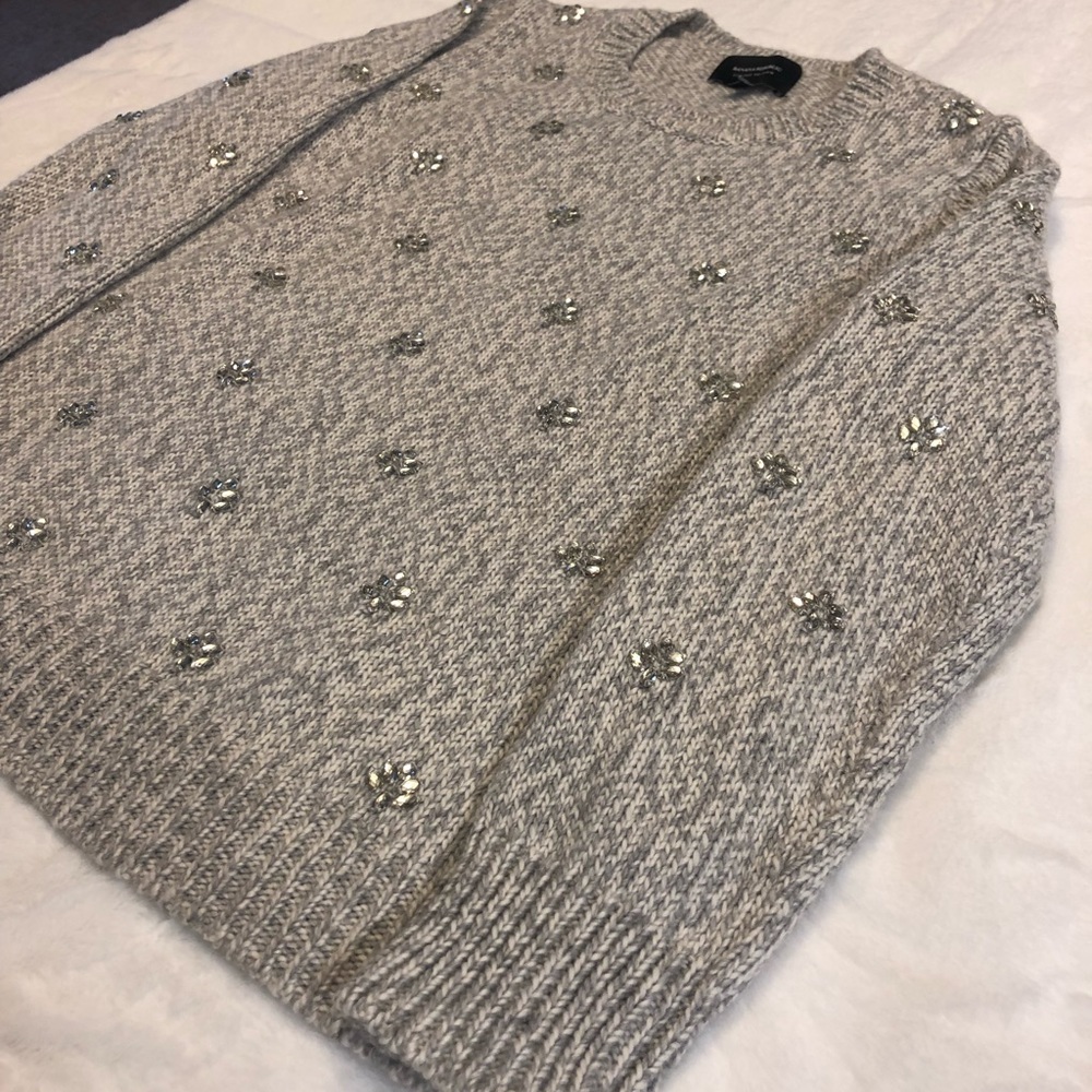 Banana Republic XL Gray Sweater with Jewel Design